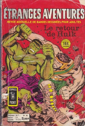 BD étranges aventures le retour de hulk N°36 aredit 1974
