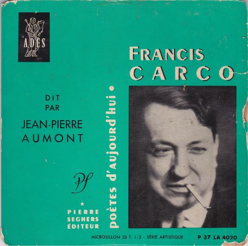 VINYL 33 T poètes d'aujourd'hui Francis carco jean pierre aumont 1960