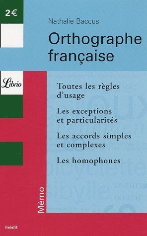LIVRE Nathalie Baccus Orthographe française Librio n 596