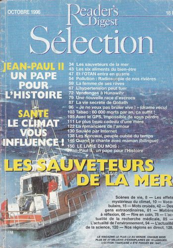 LIVRE REVUE selection reader's digest octobre - 1996
