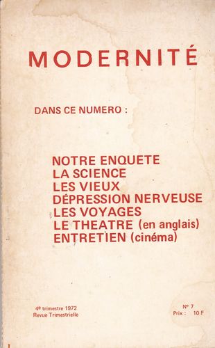 LIVRE REVUE modernité N°7 - 1972